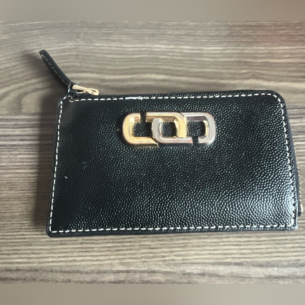 MARC JACOBS Leather Zip Card Case Key Holder Wallet Black